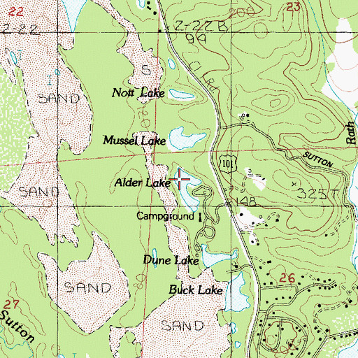 Topographic Map of Alder Lake Camp, OR