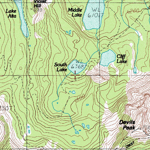Topographic Map of South Lake Campground (historical), OR