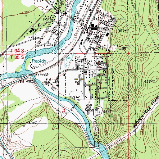 Topographic Map of Chiloquin Elementary School, OR