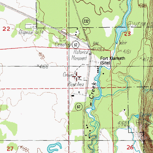 Topographic Map of Fort Klamath Park, OR