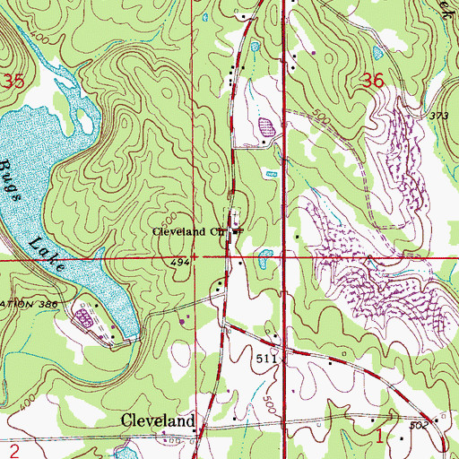 Topographic Map of Cleveland Church of Christ, AL