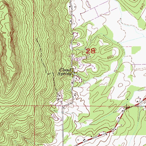 Topographic Map of Cloud Spring, AL