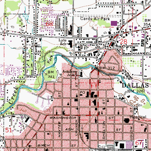 Topographic Map of Academy Junior High School (historical), OR