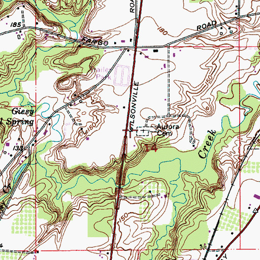 Topographic Map of Aurora Cemetery, OR