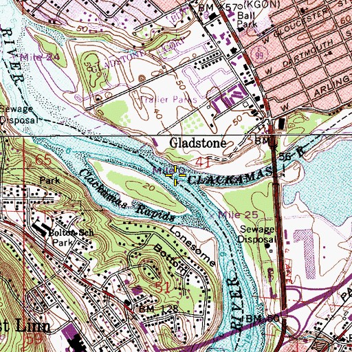 Topographic Map of Clackamas River, OR
