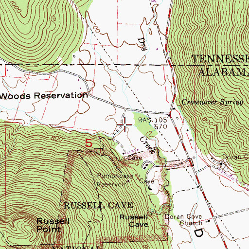 Topographic Map of Cluck Cove, AL