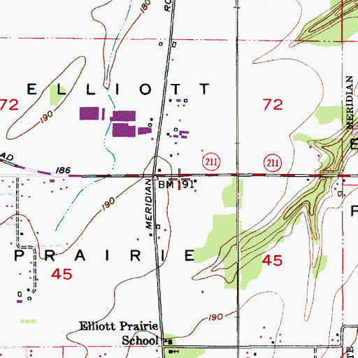 Topographic Map of Elliott Prairie, OR