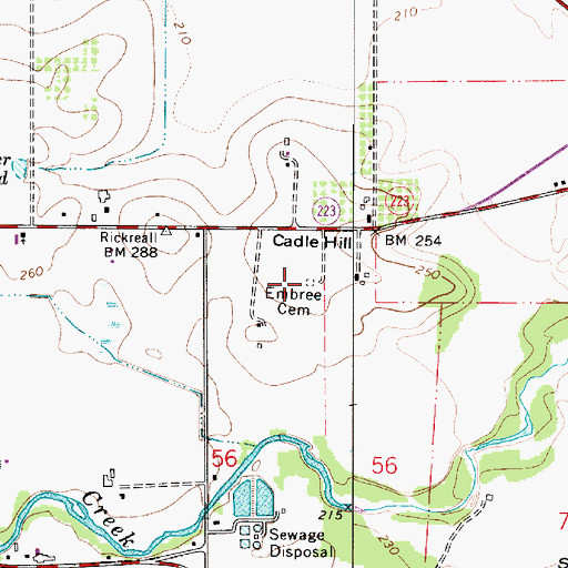 Topographic Map of Embree Cemetery, OR