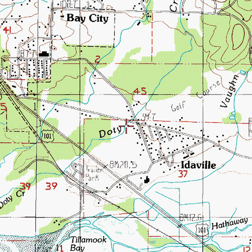Topographic Map of Idaville, OR