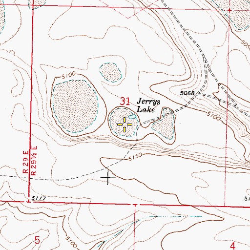 Topographic Map of Jerrys Lake, OR