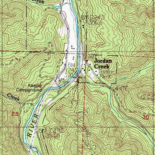Topographic Map of Jordan Creek, OR