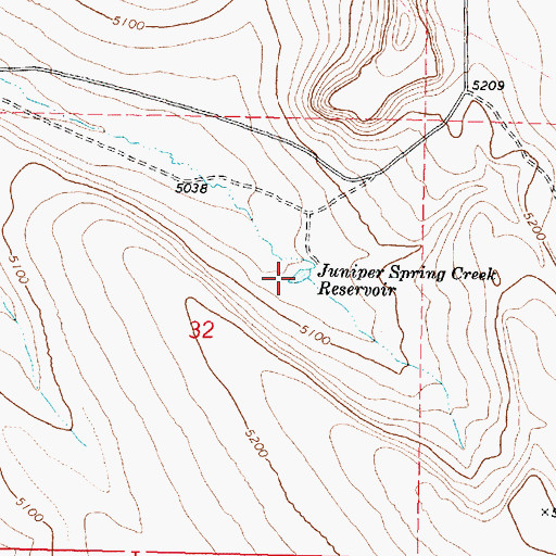 Topographic Map of Juniper Spring Creek Reservoir, OR