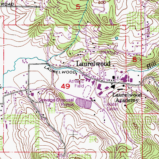 Topographic Map of Laurelwood Adventist Elementary School, OR