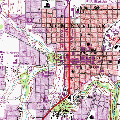 Topographic Map of McMinnville, OR