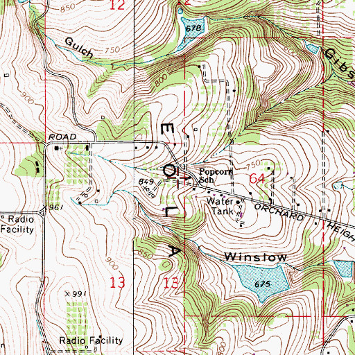 Topographic Map of Popcorn School (historical), OR
