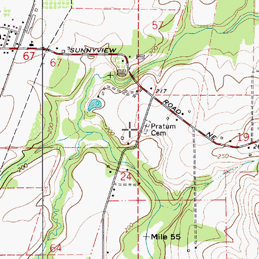 Topographic Map of Pratum Cemetery, OR