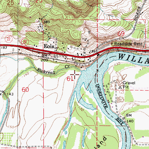 Topographic Map of Rickreall Creek, OR