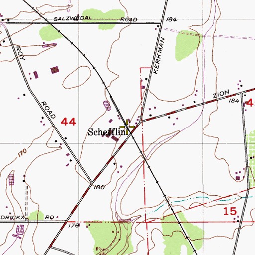 Topographic Map of Schefflin, OR