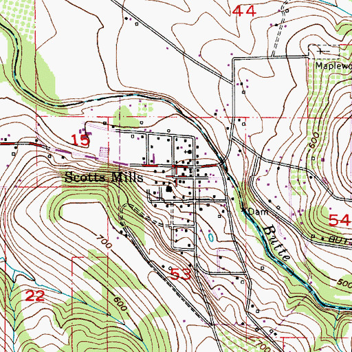 Topographic Map of Scotts Mills, OR