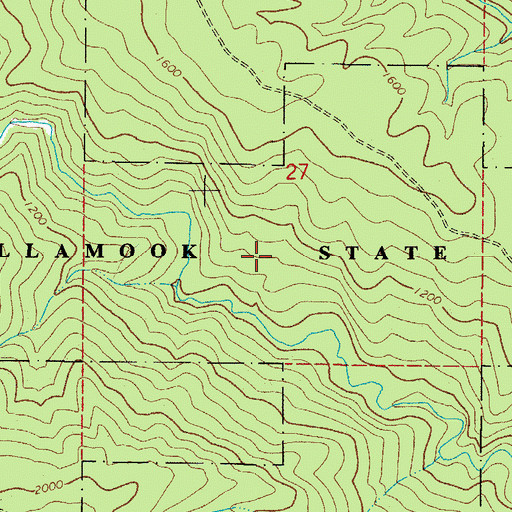 Topographic Map of Tillamook State Forest, OR