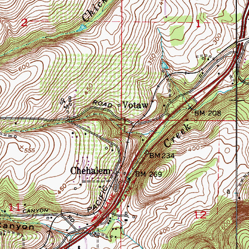 Topographic Map of Votaw (historical), OR