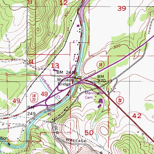 Topographic Map of Wallace Bridge, OR
