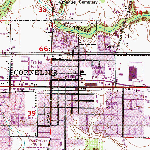 Topographic Map of Cornelius Elementary School, OR