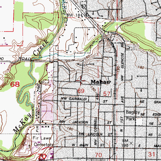 Topographic Map of W Verne McKinney Elementary School, OR