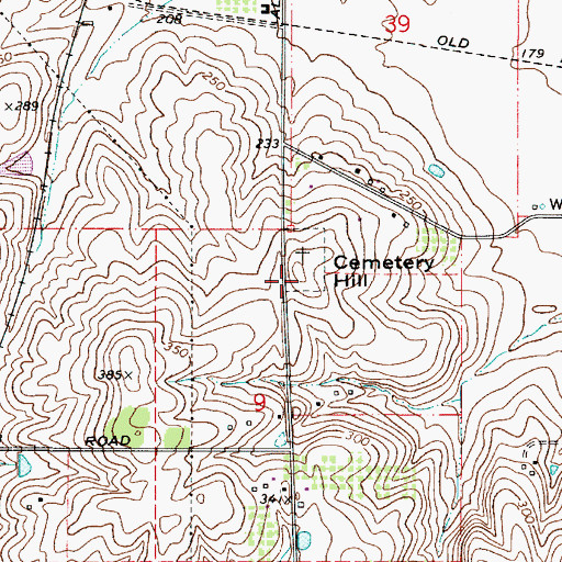 Topographic Map of Cemetery Hill Cemetery, OR