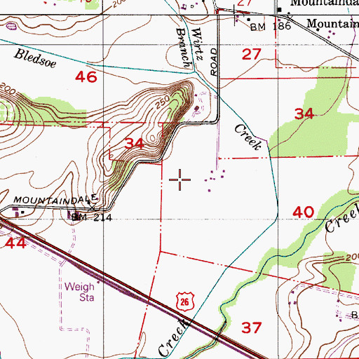 Topographic Map of Mountaindale Airstrip (historical), OR