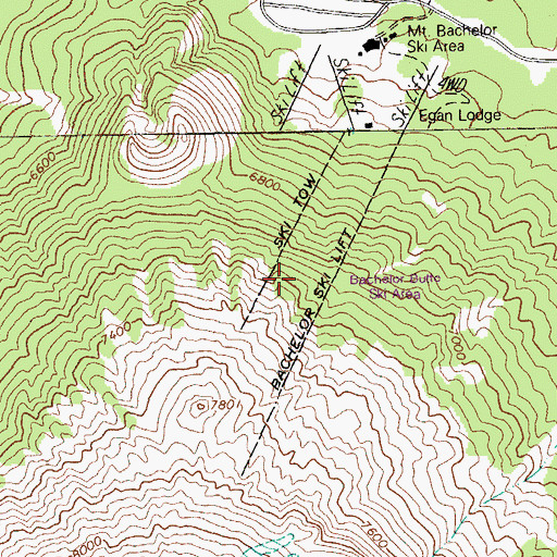 Topographic Map of Bachelor Ski Lift (historical), OR