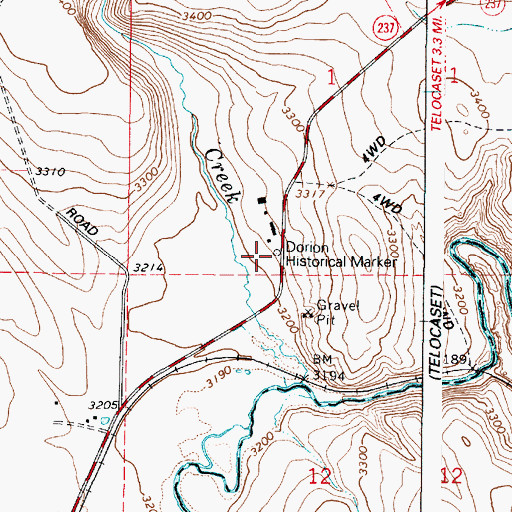Topographic Map of Dorion Historical Marker, OR
