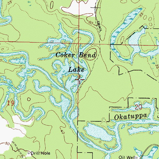 Topographic Map of Coker Bend Lake, AL