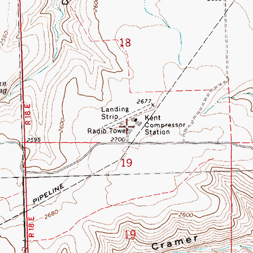 Topographic Map of Kent Compressor Station, OR