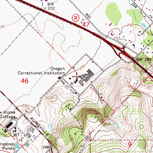 Topographic Map of Oregon State Correctional Institution, OR