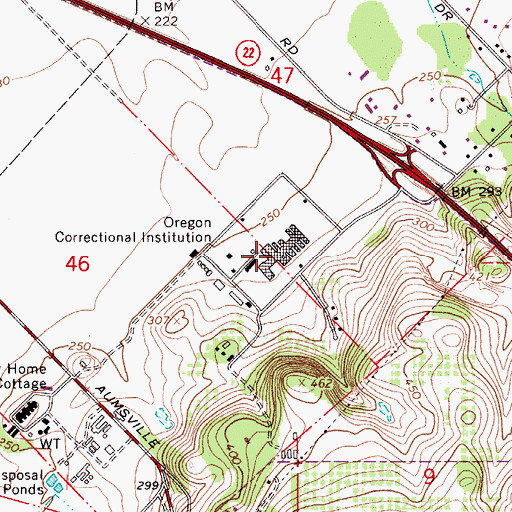 Topographic Map of Oregon State Correctional Facility, OR