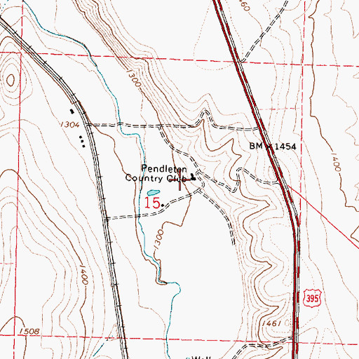 Topographic Map of Pendleton Country Club, OR