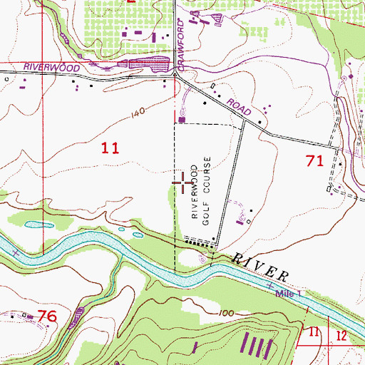 Topographic Map of Riverwood Golf Course, OR