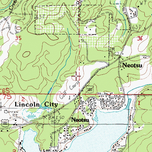 Topographic Map of Chinook Winds Golf Resort, OR