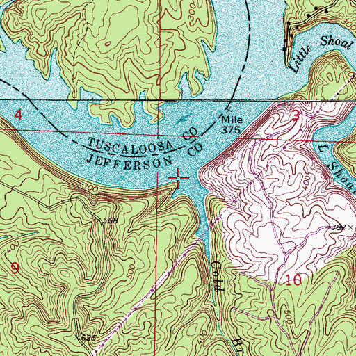 Topographic Map of Cold Branch, AL