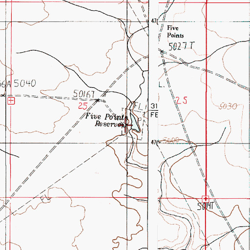 Topographic Map of Five Points Reservoir, OR
