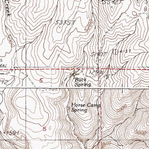 Topographic Map of Buck Spring, OR