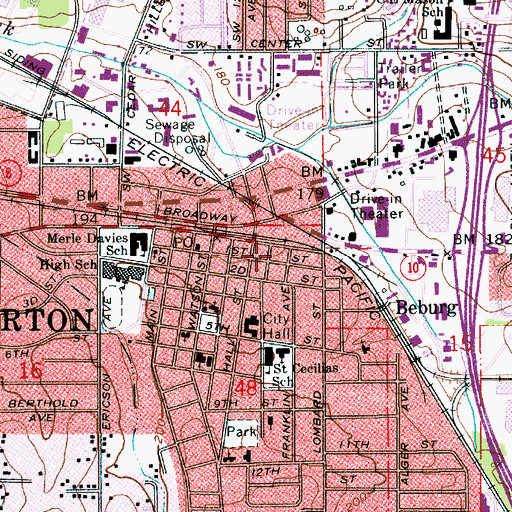Topographic Map of Beaverton Post Office, OR