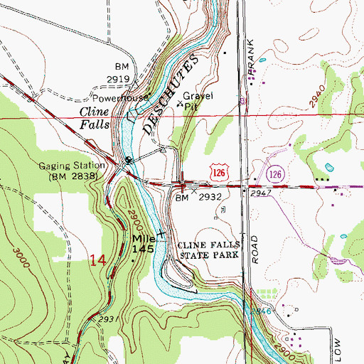 Topographic Map of Cline Falls Post Office (historical), OR