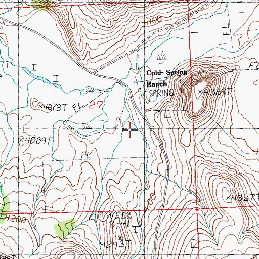 Topographic Map of Coldspring Post Office (historical), OR