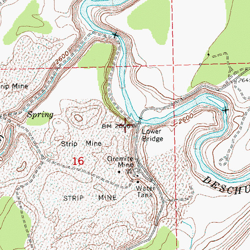 Topographic Map of Lower Bridge Post Office (historical), OR