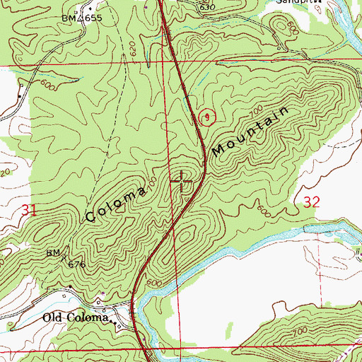 Topographic Map of Coloma Mountain, AL