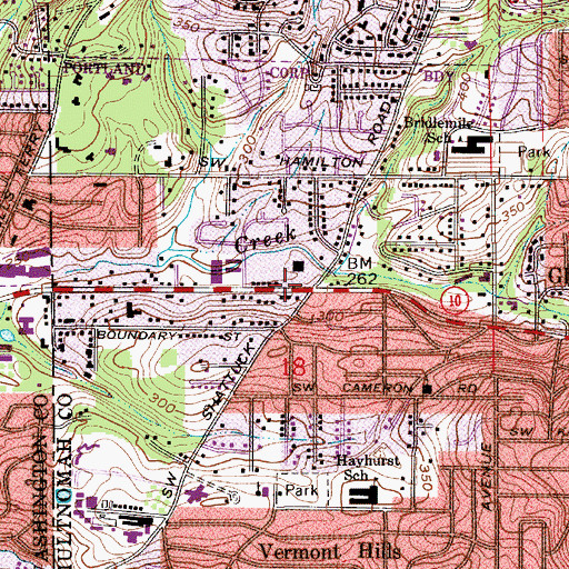 Topographic Map of Shattuck Post Office (historical), OR