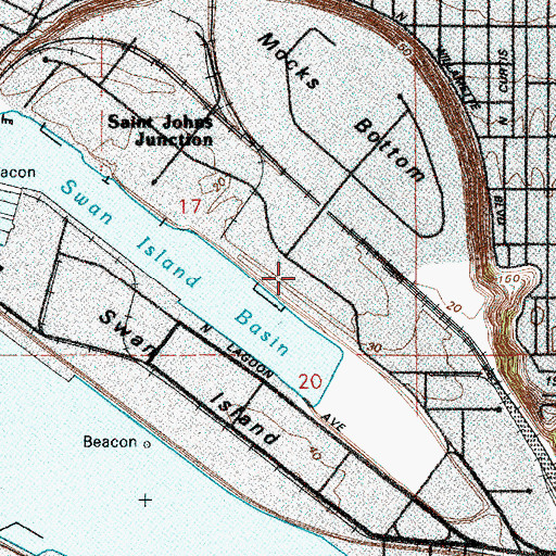 Topographic Map of Swan Island Post Office (historical), OR