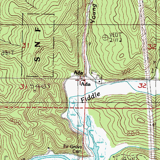 Topographic Map of Ada Post Office (historical), OR